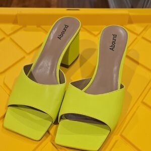 Abound Neon Yellow Block Heel Slides